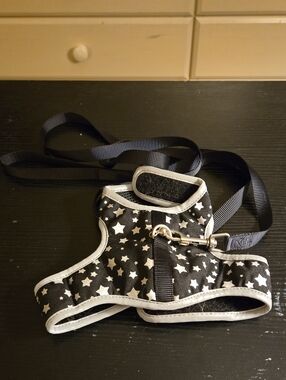 Black Star Pattern CAT Harness with Leash